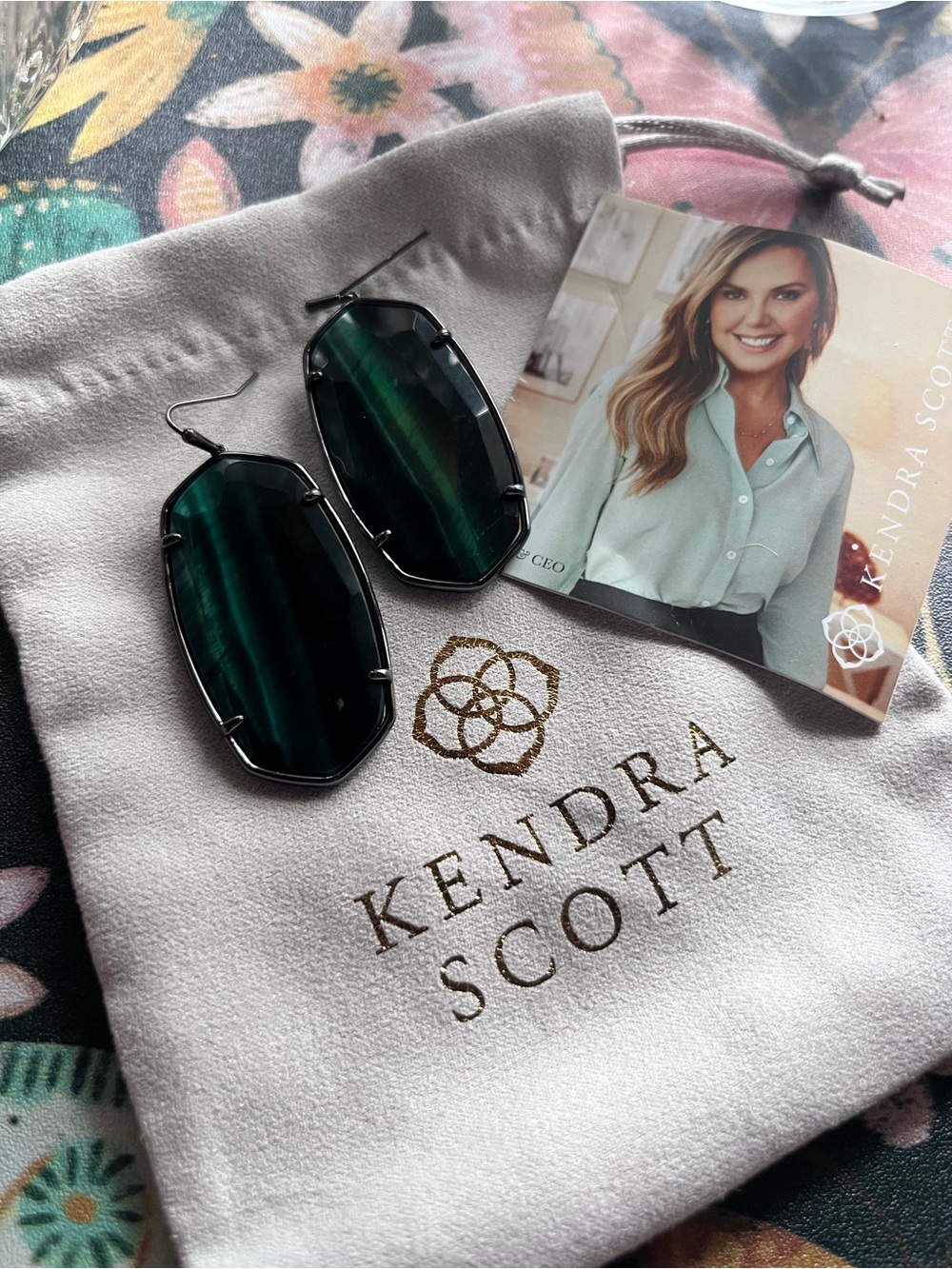 Kendra Scott Green Danielle Drop Earrings